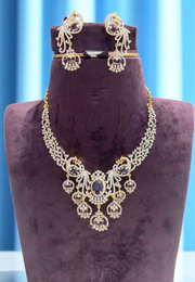 Beautiful Gj polish short necklace with lavender stone and peacock design